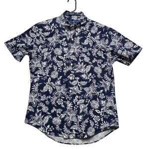 NEW Ralph Lauren Slim‎ Fit M Navy & White Floral Short Sleeve Button-Up Shirt